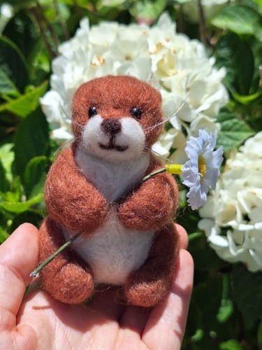 Handmade needle felted otter - handmade,