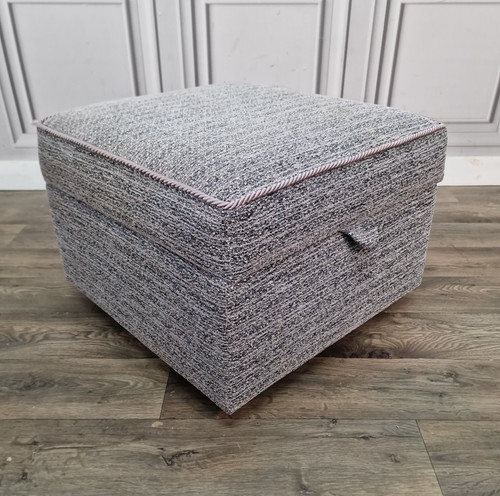 Vintage storage footstool grey - footstool,