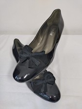 Van Dal Lille Size 7 1/2 D Black Patent Leather Vintage Wedge Court Shoes