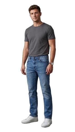 Men blue straight - straight, denim