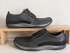 Clarks Casual Route Walk Shoes UK 9 G - Black Flexible Leather & Suede