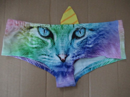 Novelty knickers rainbow cat - novelty,