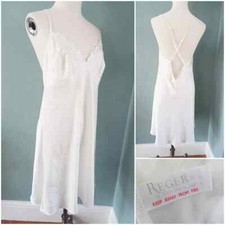 Vintage Nightgown Y2K Janet Reger Ivory Embroidered Satin Ladies Nightie Size 14