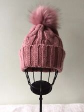 LIPSY ladies pink woollen cable knit bobble hat