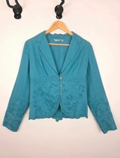 Per Una Teal Linen Embroidered