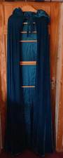 VON LANCELOT CRUSHED VELVET HOODED CAPE CLOAK  70" D/ GREEN RENAISSANCE COSPLAY