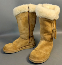 UGG Plumdale 1894 Tasselled Chestnut Suede Boots Uk 7.5 Good Condition AM/ EW