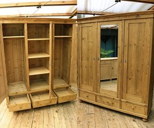 ? WOW! Mega Storage! Old Antique Pine Triple 'Knock Down' Combination Wardrobe