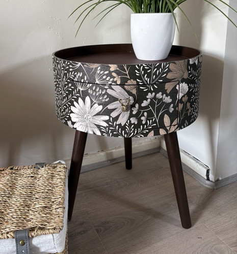 Round floral side table - side,