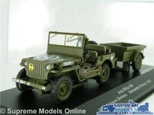 JEEP WILLYS MB ARMY MILITARY MODEL CAR & TRAILER GREEN 1:43 SCALE IXO 1944 K8
