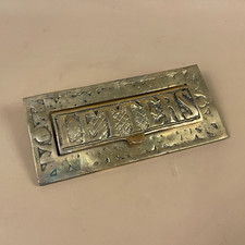 Vintage Letterbox Slot Letter Box Front Door Patterned Metal Brass Gold Antique