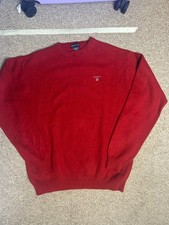 GANT Mens Size Large Red Knitted Sweater Wool Blend Pullover Casual Jumper