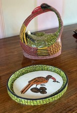 Enchanting Ardmore Studio Painted Ceramic Hornbill Plate and Cover - 28 cm wide