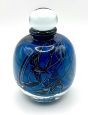 MARTHA HENRY  1980 Calgary Perfume Bottle, Blue with Iridescent Swirl .Signed.