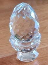 LOVELY  FACETED CRYSTAL EGG & STAND . Mint Condition