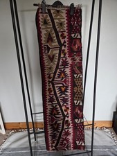 Vintage Hand Made Kilim Threaded Rug Runner Red Turkish Knotted Red Wool Carpet
