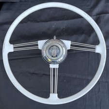 AUSTIN A40 SOMERSET WHITE STEERING WHEEL + INDICATOR HORNPUSH BOSS SEE PHOTOS