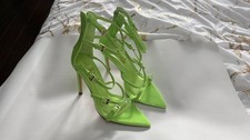 Neon Green Lace Up Heels