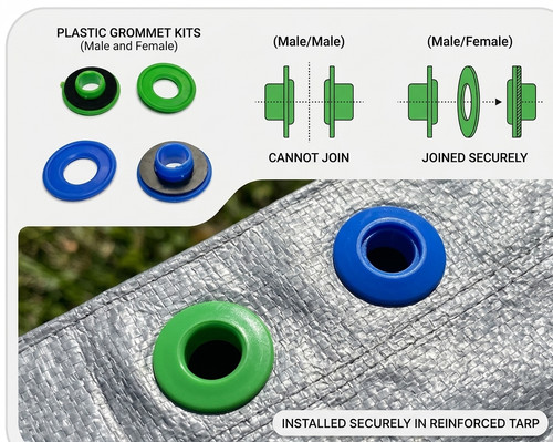 10x tarpaulin clip - on, eyelets