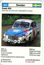 Saab 850 Rally Car Sweden Collectable Game Card Trump Two Stroke BSX 13