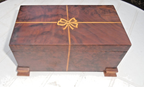 Vintage inlaid burr elm box - vintage,