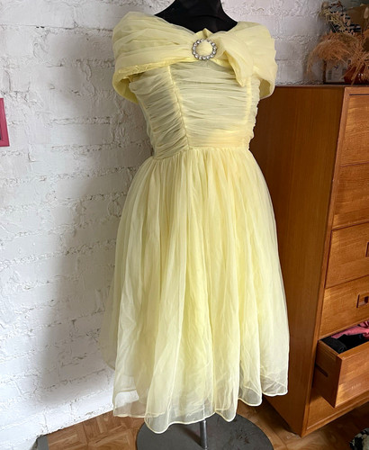 Vintage yellow prom dress - ,