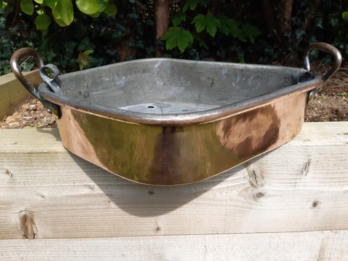 Antique copper turbotiere pan - copper,