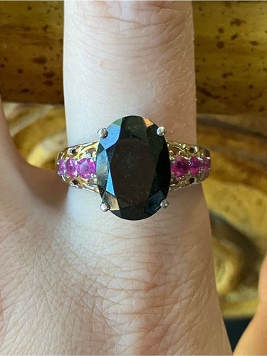 Black tourmaline ruby sterling - black,