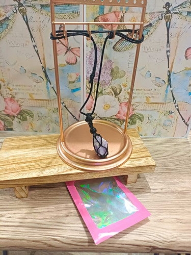 Adjustable black cord necklace - black,