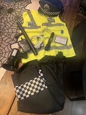 Kids Fancy Dress Police Outfit Trousers Top Hat And Truncheon Size 4