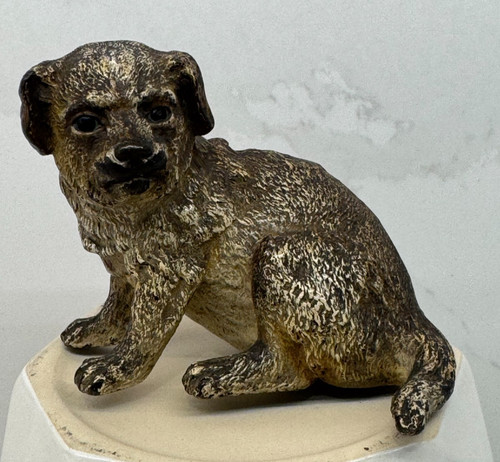 Antique cold painted dog 19th - antique,