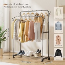 Heavy Duty Double Clothes Rail Hanging Stand Shoes Storage Rack GarmentDisplayuk