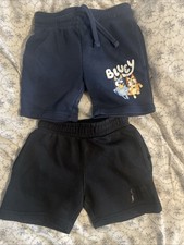 X2 Pairs Boys Jogging Shorts Age 2-3 Years River Island Bluey Good Condition