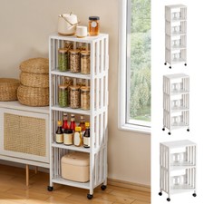 3/4/5 Tier Rack Trolley on Wheels Rolling Cart Kitchen Storage Shelf Organiser