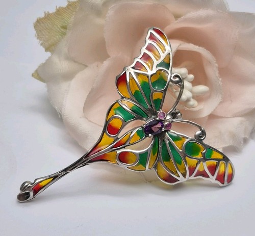 Sterling silver plique jour - silver,