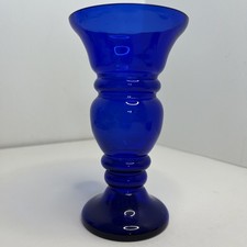 Antique Cobalt Bristol Blue Glass Vase Art Deco VGC 16cm Tall