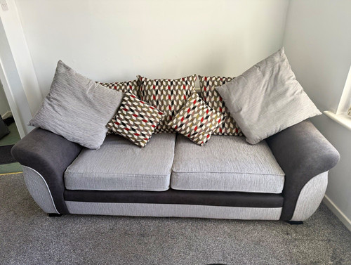 Grey fabric sofa couch with - fabric,