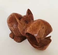 Hand carved wooden - carved, hippo