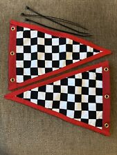 One Black And White Checkered Pennant Flag Red Edge