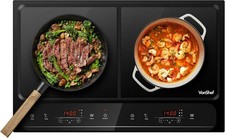 VonShef Double Induction Hob 2800W - Timer | 10 Heat Settings | 60-240°C £89.99