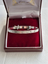 Children's Expandable Silver Bangle with Flowers and Hearts 5+ years