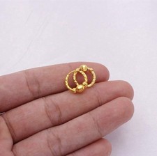 24k Gold Plated beaded Hoop Earrings Asian Indian Dubai  Jewellery Set*Uk Seller