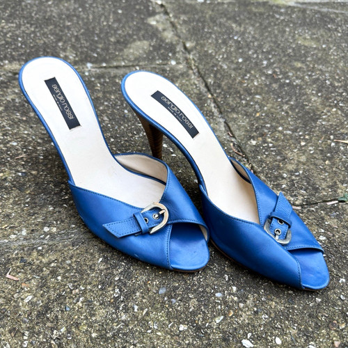 Sergio rossi blue leather - blue, open