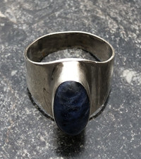 Vintage Danish modernist silver & lapis ring by Carl Ove Frydensberg 1960/70's