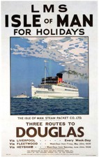 Vintage Isle Of Man Steam Packet - to Douglas Railway Travel Poster A1/A2/A3/A4