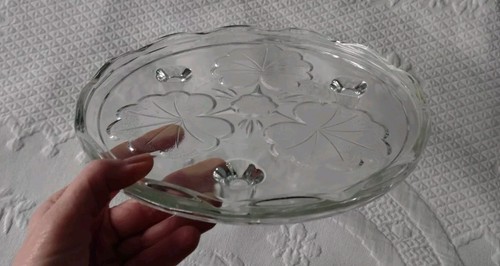 Vintage round glass cake stand - vintage,
