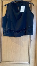Ladies Zara Black SleeveLess Top With Keyhole Lace-up Detail At The Hem - Size M
