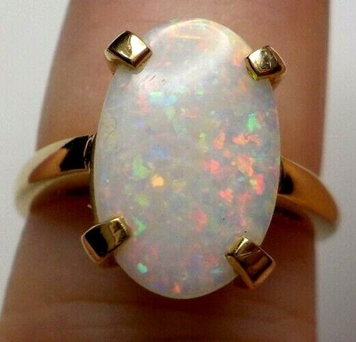 Oval opal ring - opal, 14k