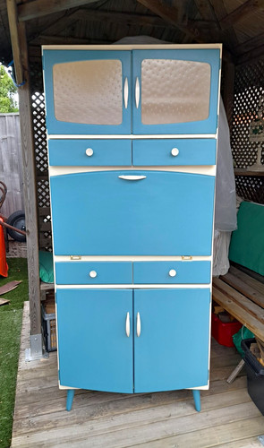 Blue cream painted wood - blue/cream,