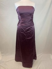 Vivian Diamond Dessy Collection Purple Satin Tie Back Bridesmaid Dress Size UK10